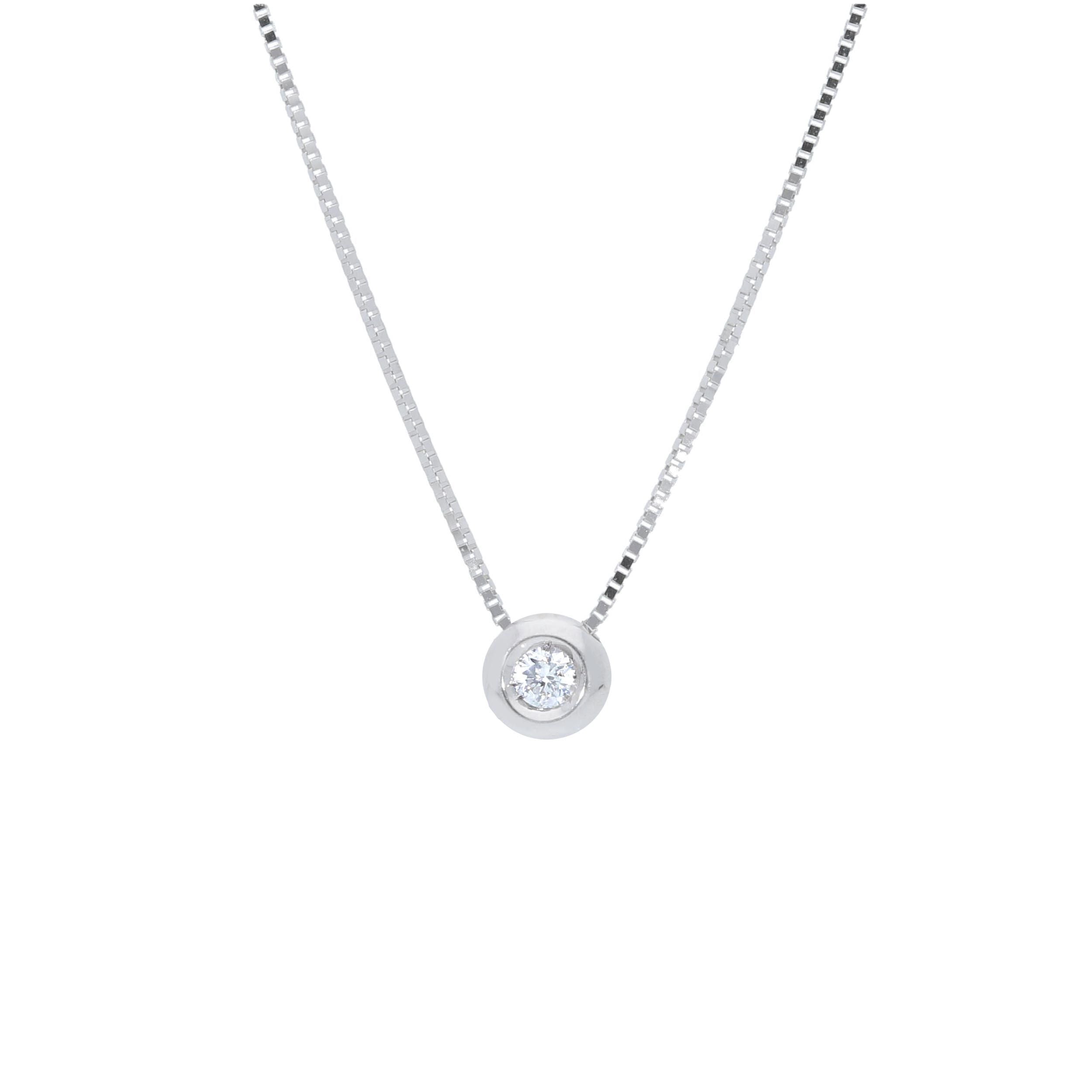 Girocollo Abeni in oro bianco 18K con diamante naturale punto luce solitario