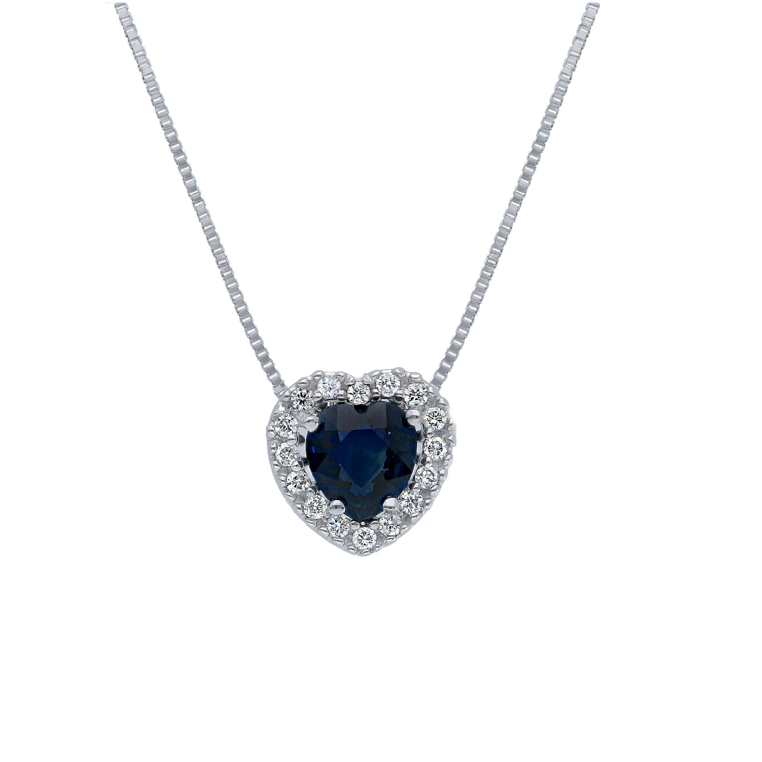 Girocollo Abeni in oro bianco 18k con zaffiro blu e diamanti naturali