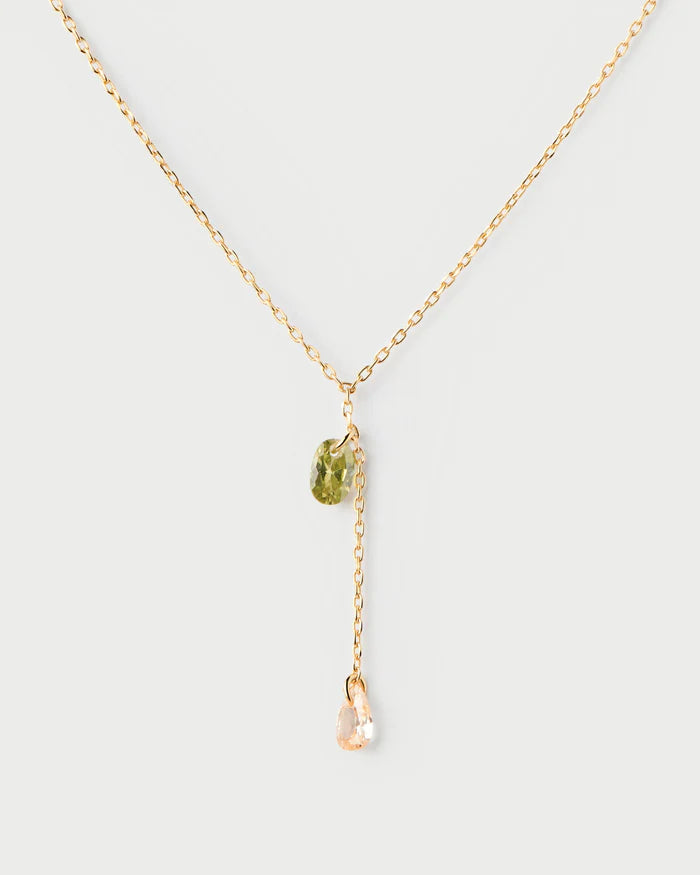 Collana PDIPAOLA in argento placcato oro con zirconi colorati