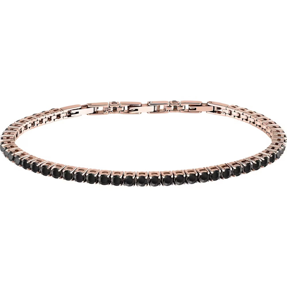 Bracciale Morellato Club tennis laminato rosa con zirconi neri