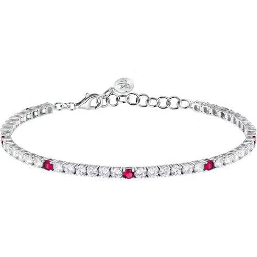 Bracciale Morellato Tesori tennis in argento con zirconi rossi e bianchi