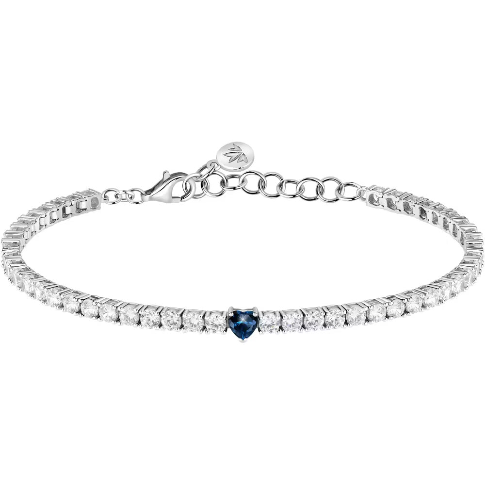 Bracciale Morellato Tesori tennis in argento con zirconi blu e bianchi