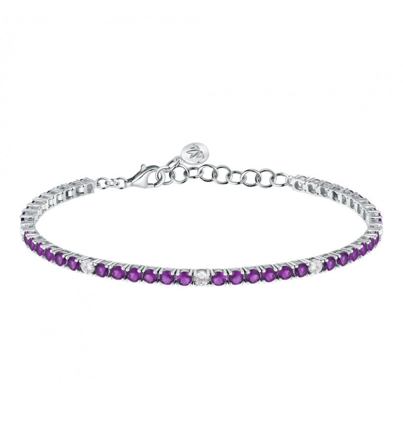Bracciale Morellato Tesori tennis in argento con zirconi bianchi e viola