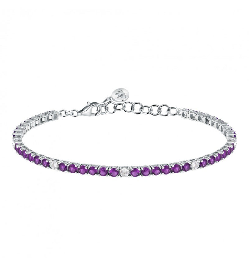 Bracciale Morellato Tesori tennis in argento con zirconi bianchi e viola