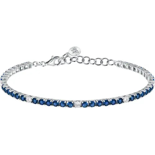 Bracciale Morellato Tesori tennis in argento con zirconi bianchi e blu