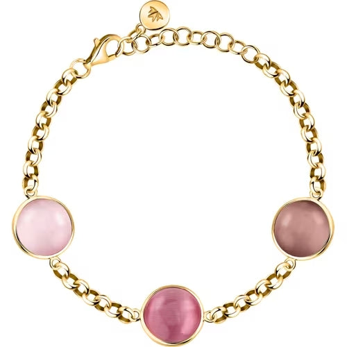 Bracciale Morellato Venezia in argento laminato giallo con pietre rosa