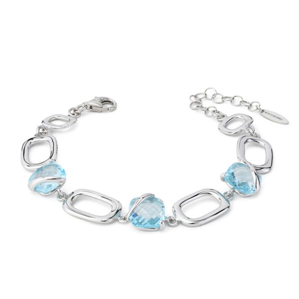 Bracciale Boccadamo in argento rettangolare con cristalli acquamarina