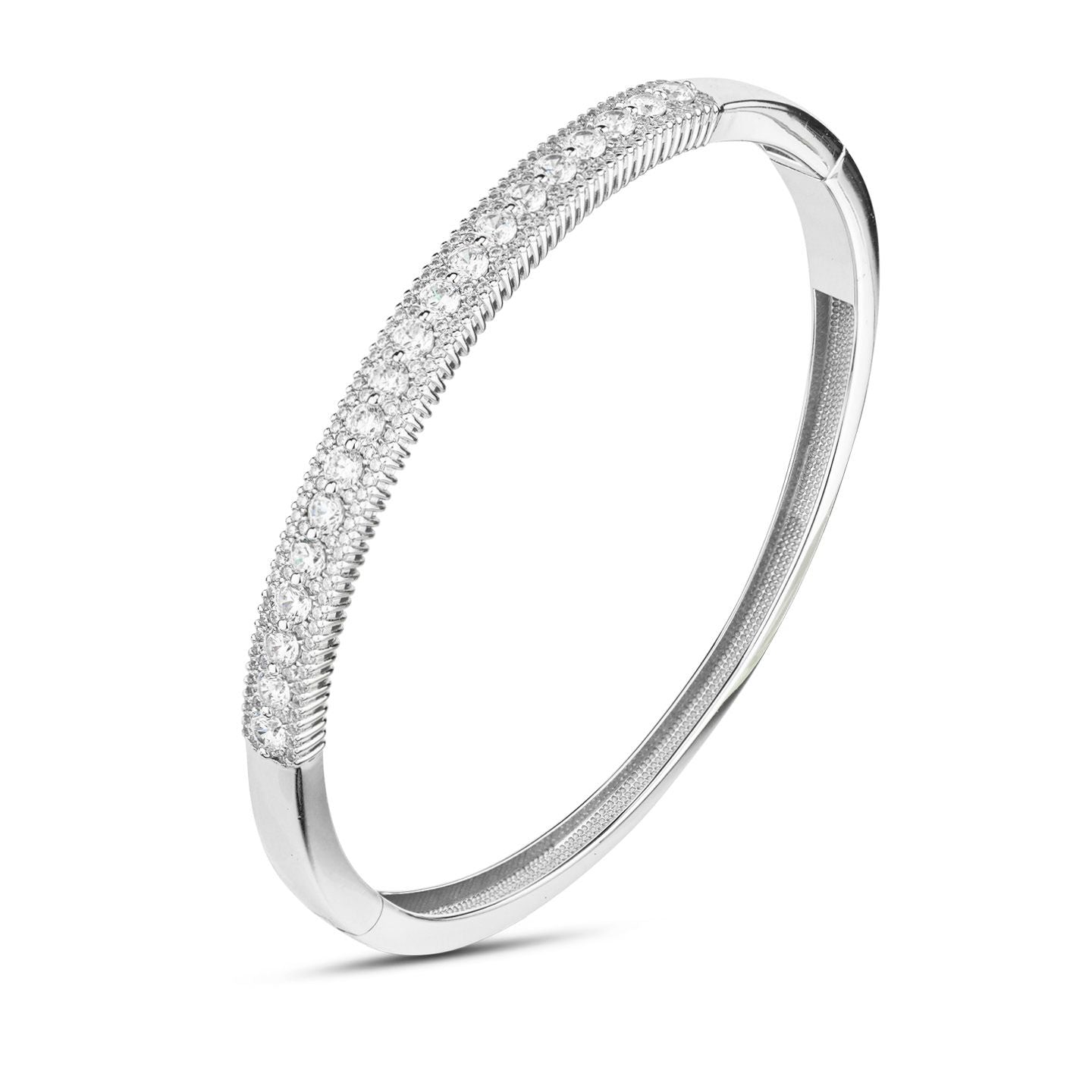 Bracciale Boccadamo in argento con centrale rigido con bordi cesellati e zirconi incastonati