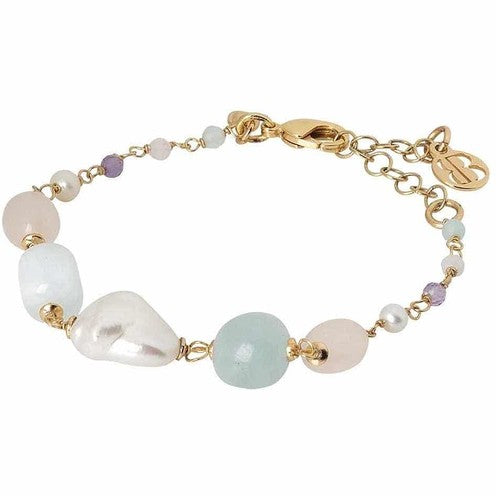 Bracciale Boccadamo con perle ovali, acquamarina e agata