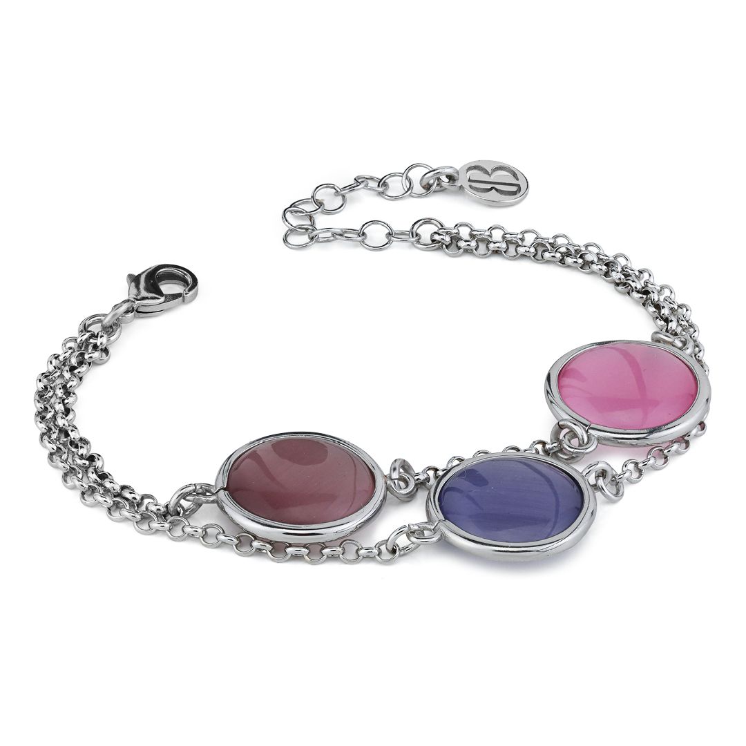 Bracciale Boccadamo con cristalli purple, viola scuro e rosa a doppia catena