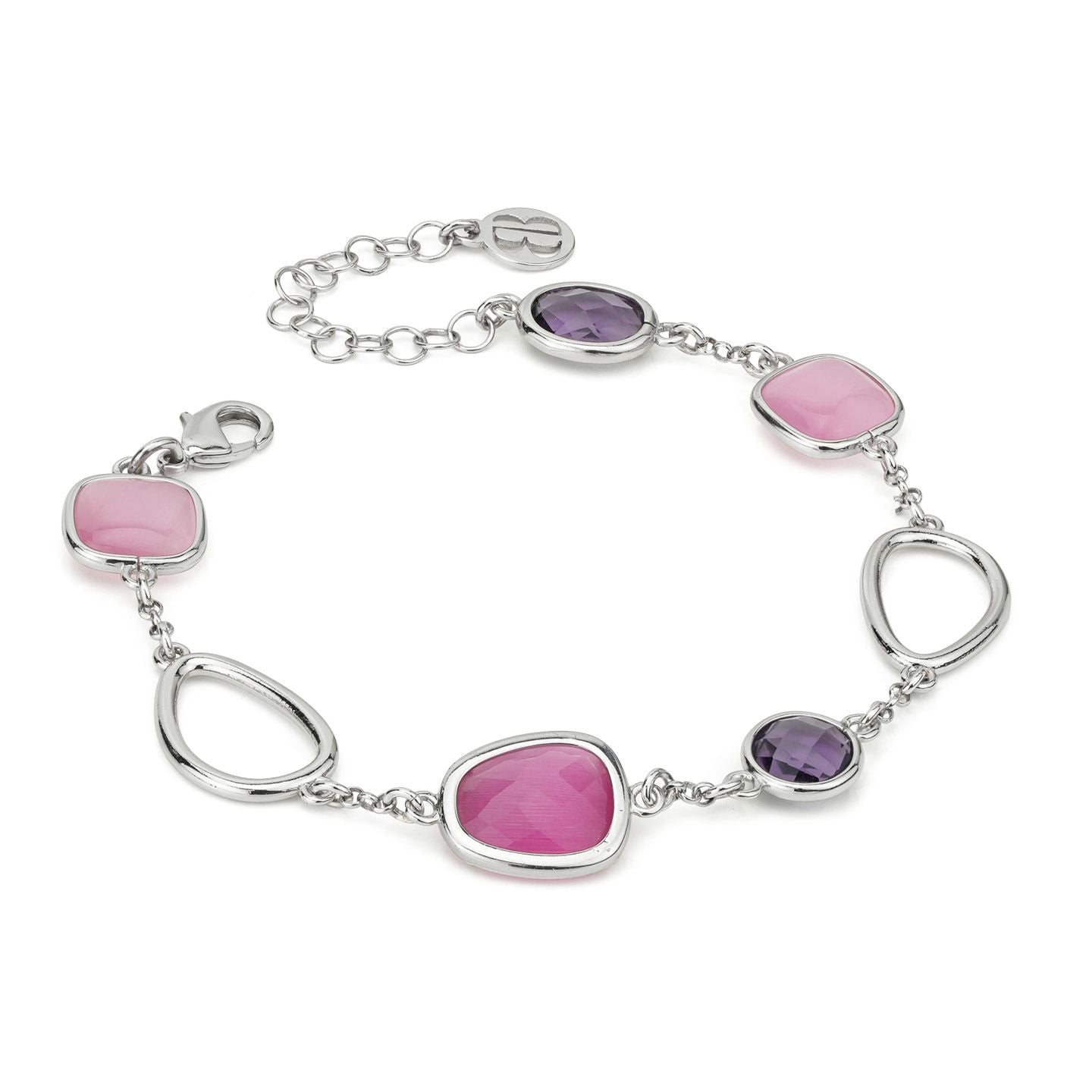 Bracciale Boccadamo con cristalli rosa shocking, rosa e ametista