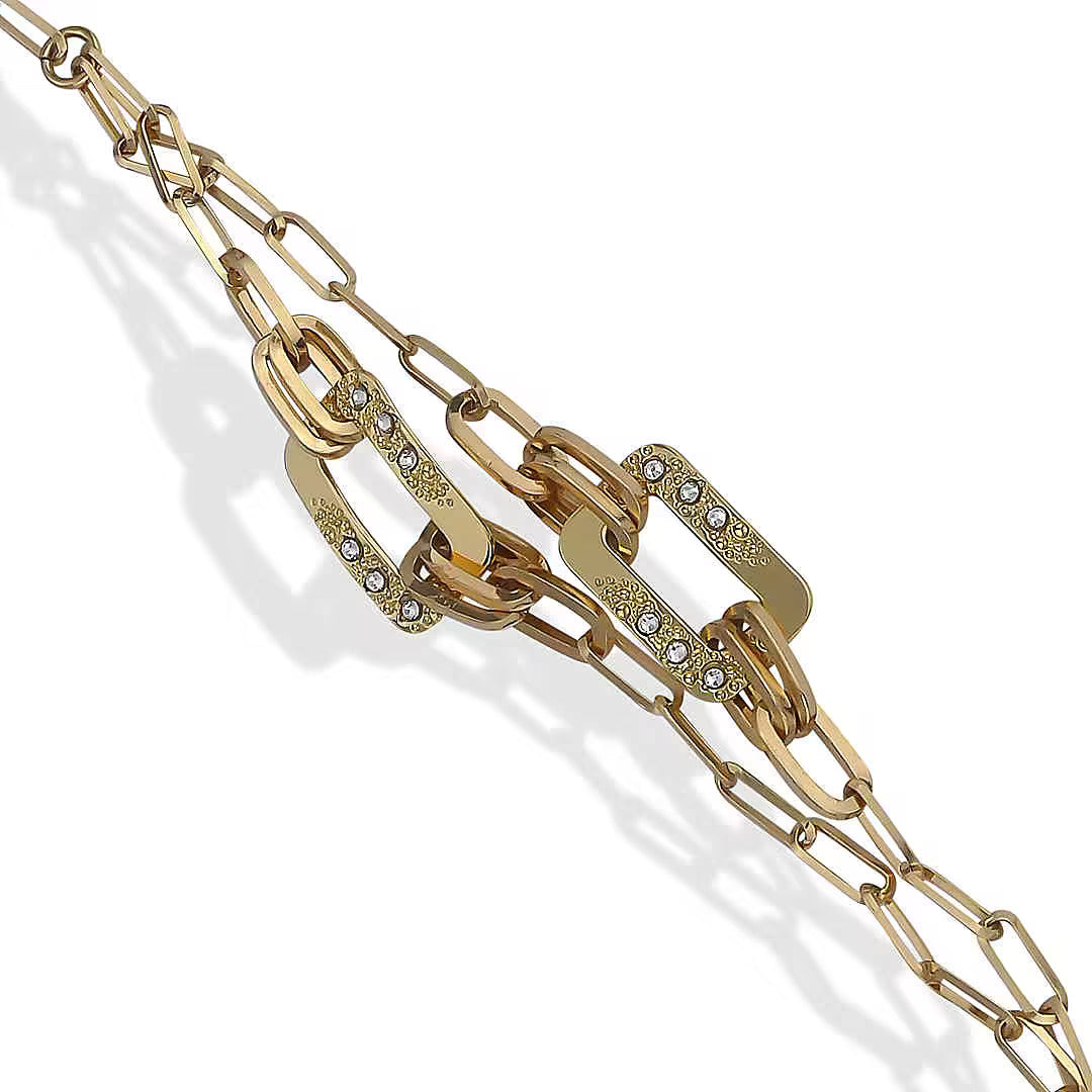 Bracciale Boccadamo con doppio filo in bronzo placcato oro giallo