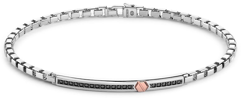 Bracciale Zancan in argento e oro rosa con zirconi neri