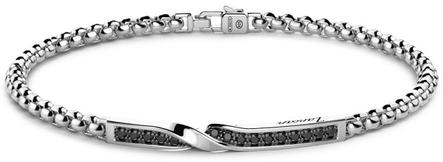 Bracciale Zancan in argento con targa e pietre nere