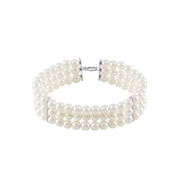 Bracciale Bliss Paradise in oro bianco con tre fili di perle