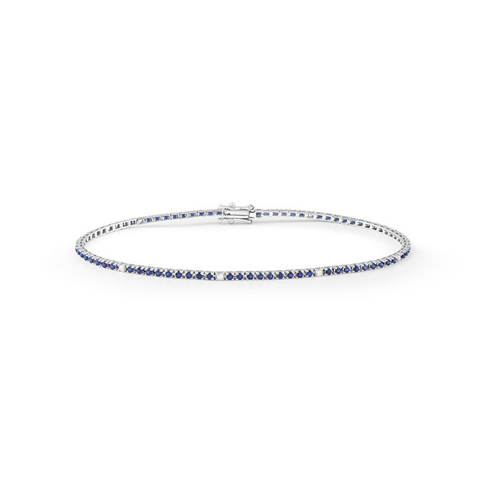 Bracciale Bliss Marron glace tennis in oro bianco con diamanti bianchi e neri