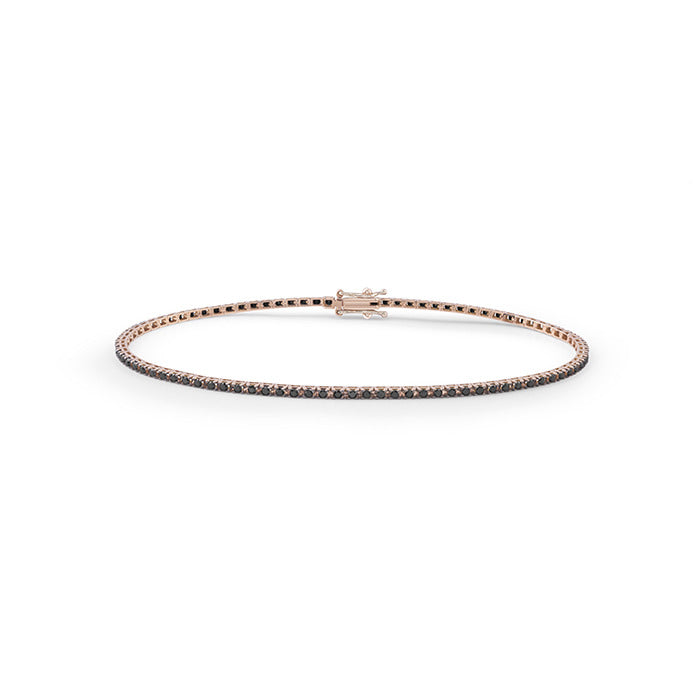 Bracciale Bliss Marron glace tennis in oro rosa con diamanti neri