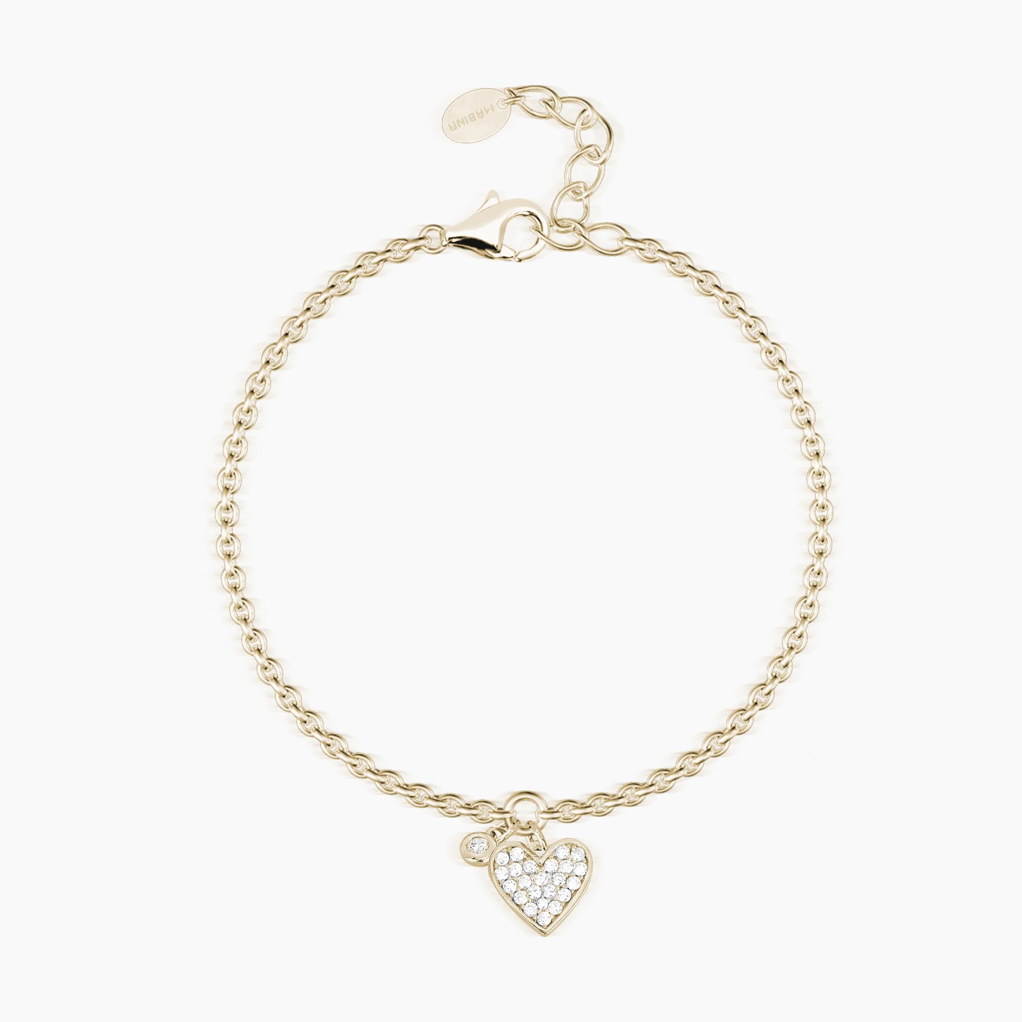 Bracciale Mabina in argento placcato oro con cuore di zirconi
