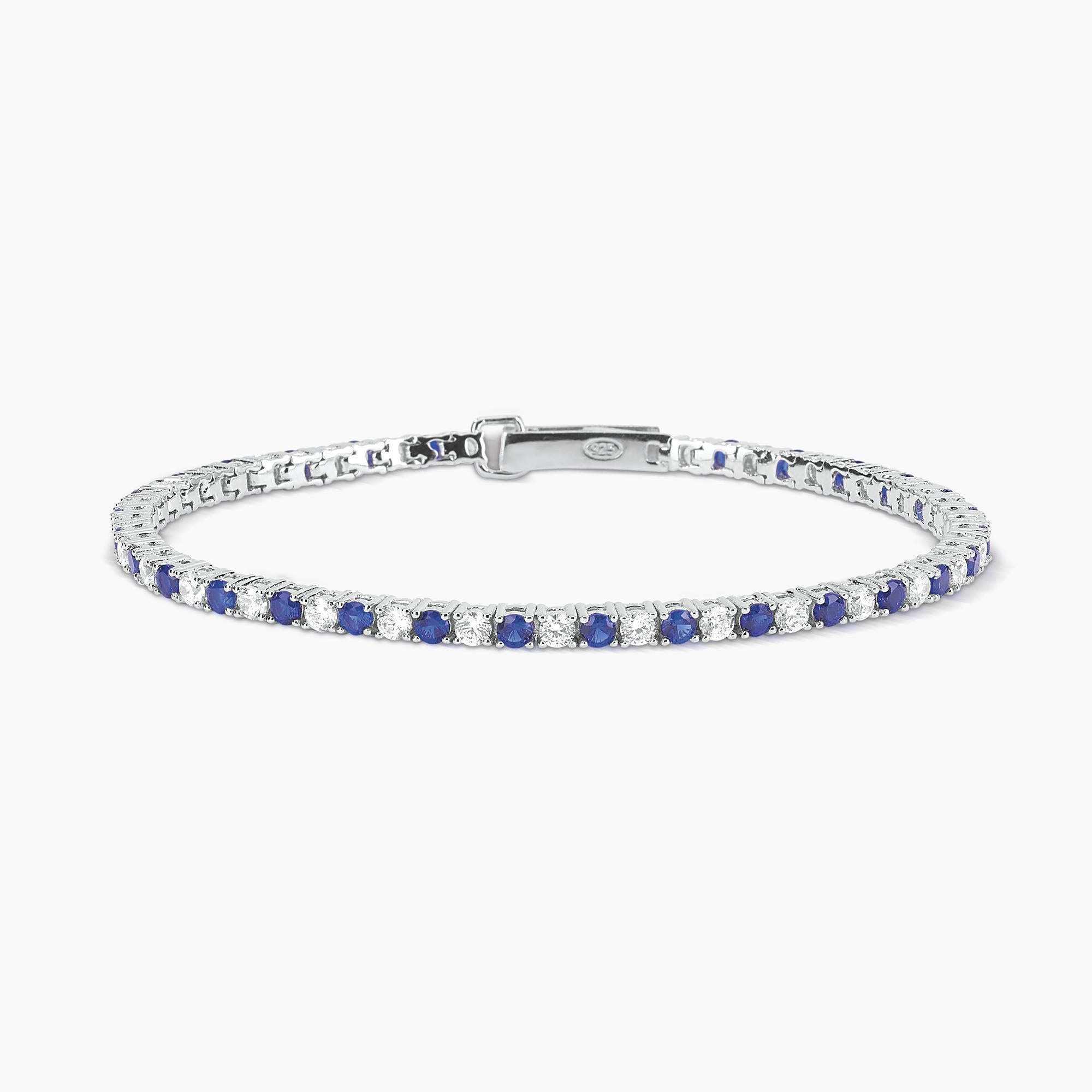 Bracciale Mabina tennis in argento con zirconi e zaffiri sintetici misura M