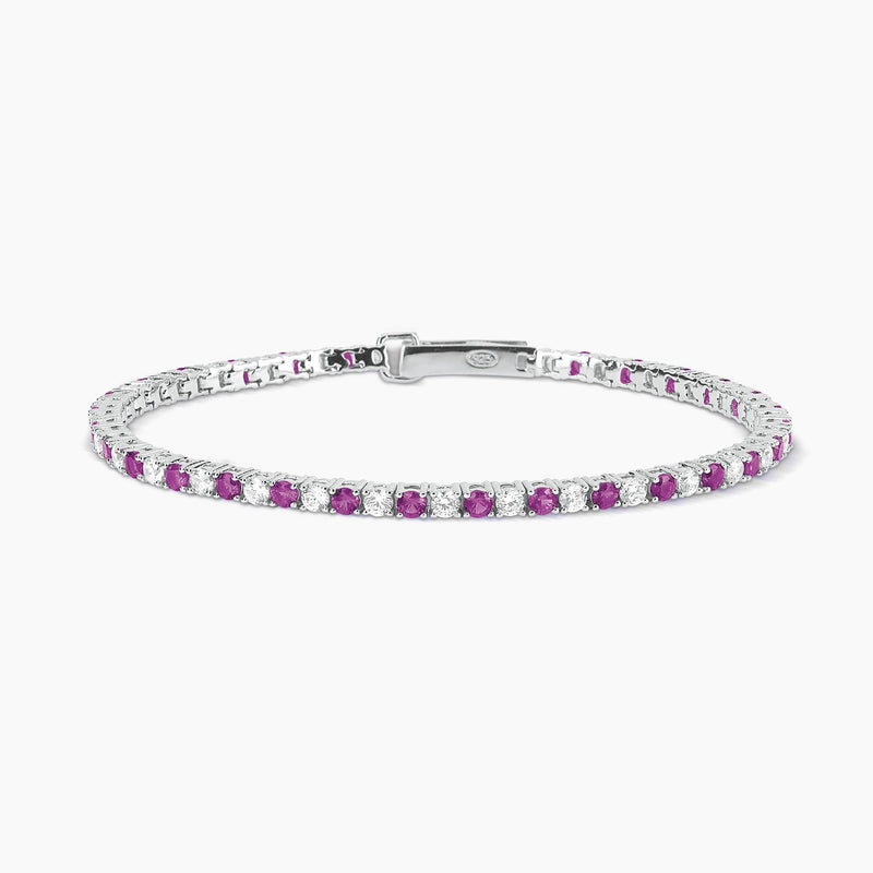 Bracciale Mabina tennis in argento con rubini sintetici e zirconi misura 17