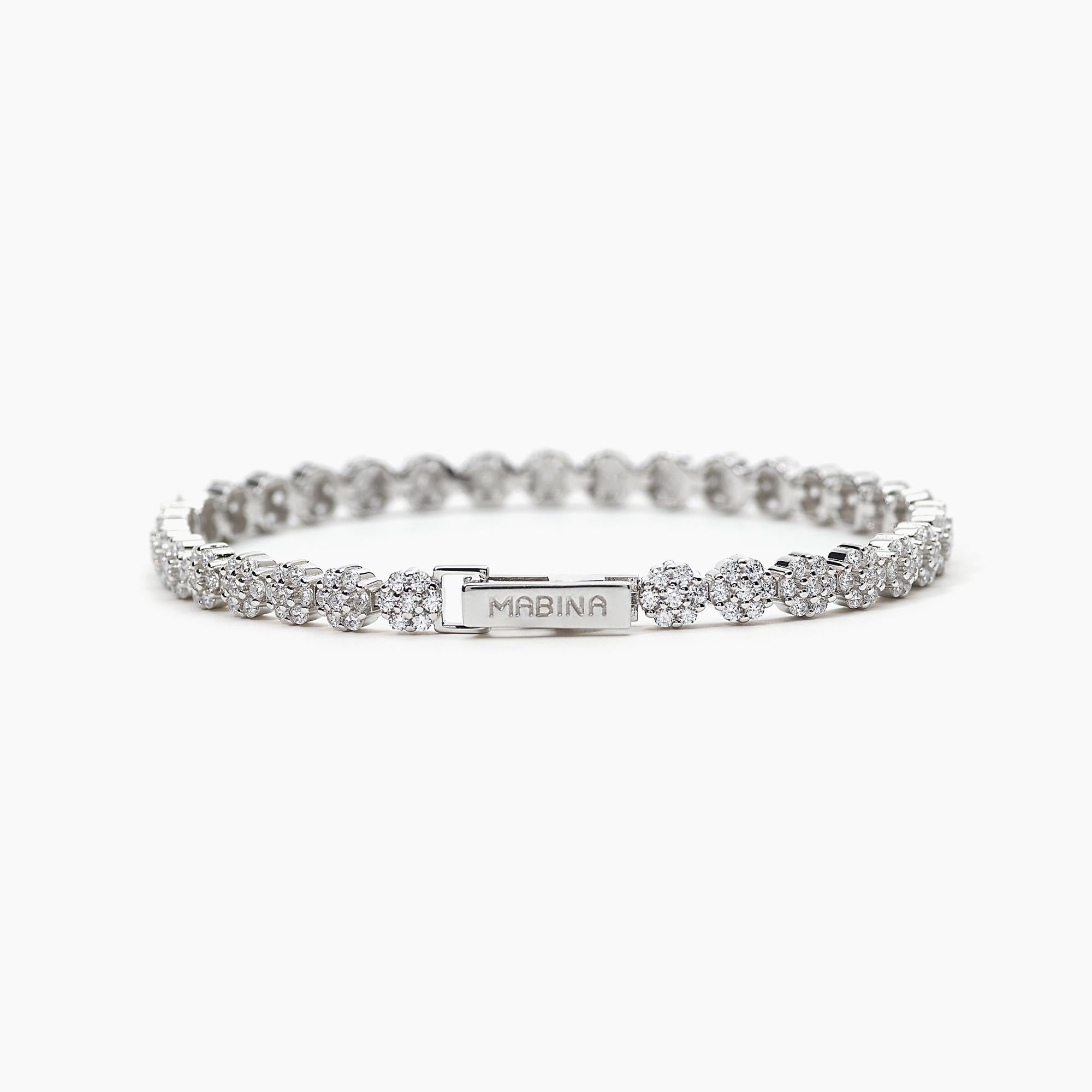 Bracciale Mabina in argento con zirconi a forma di fiore