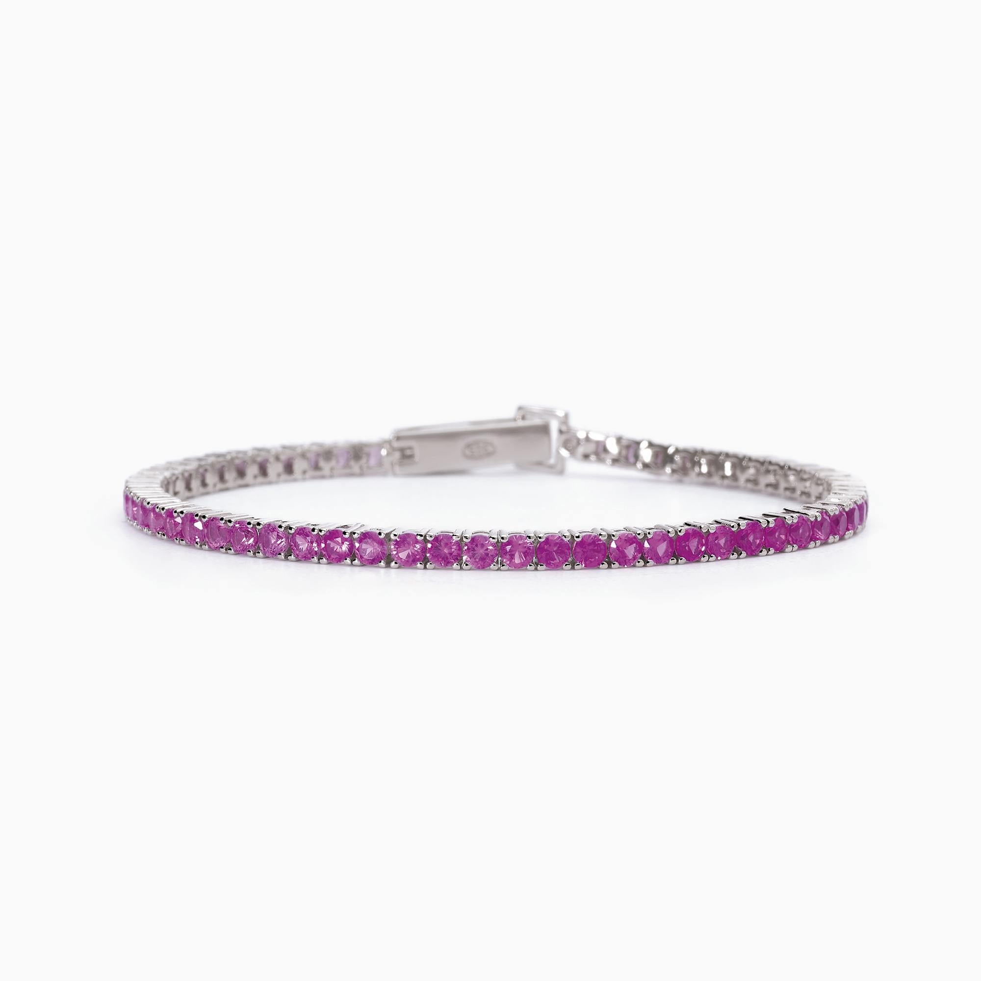 Bracciale Mabina tennis in argento con zirconi rosa misura S