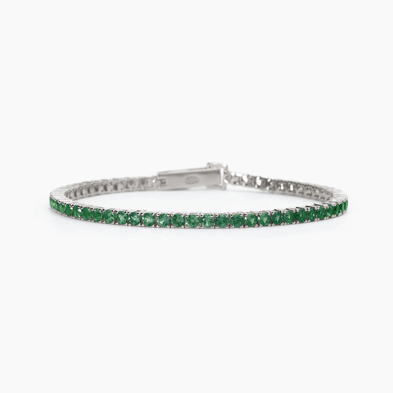 Bracciale Mabina Tennis club in argento con smeraldi sintetici taglia M