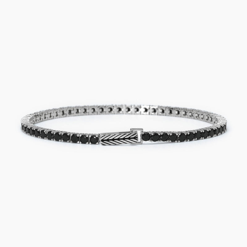 Bracciale Mabina tennis in argento con zirconi neri misura M