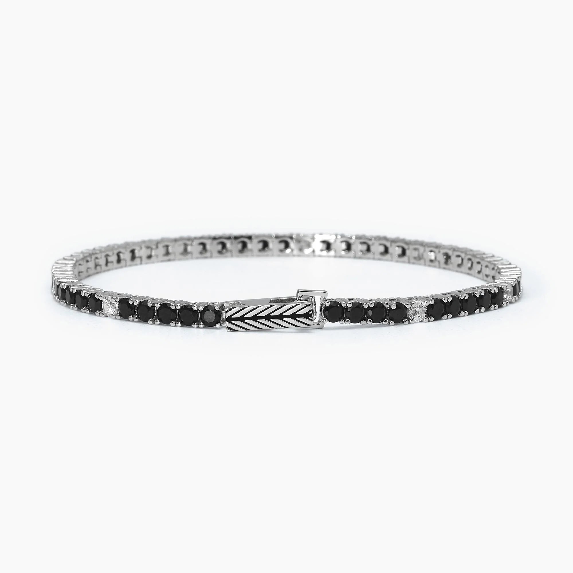 Bracciale Mabina tennis in argento con zirconi bianchi e neri