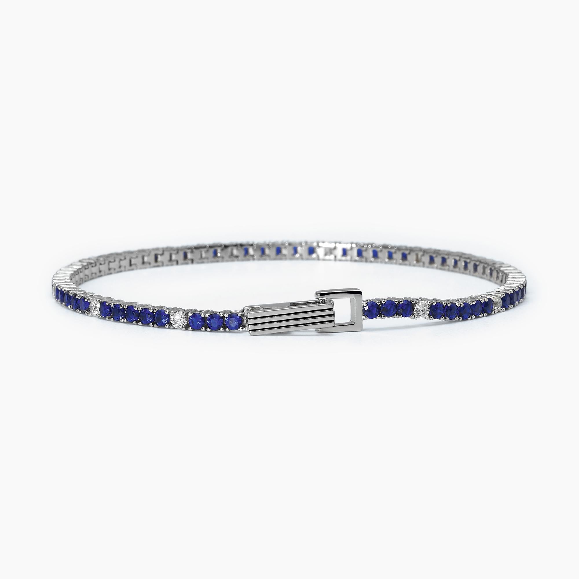 Bracciale Mabina tennis in argento con zirconi blu e bianchi misura S