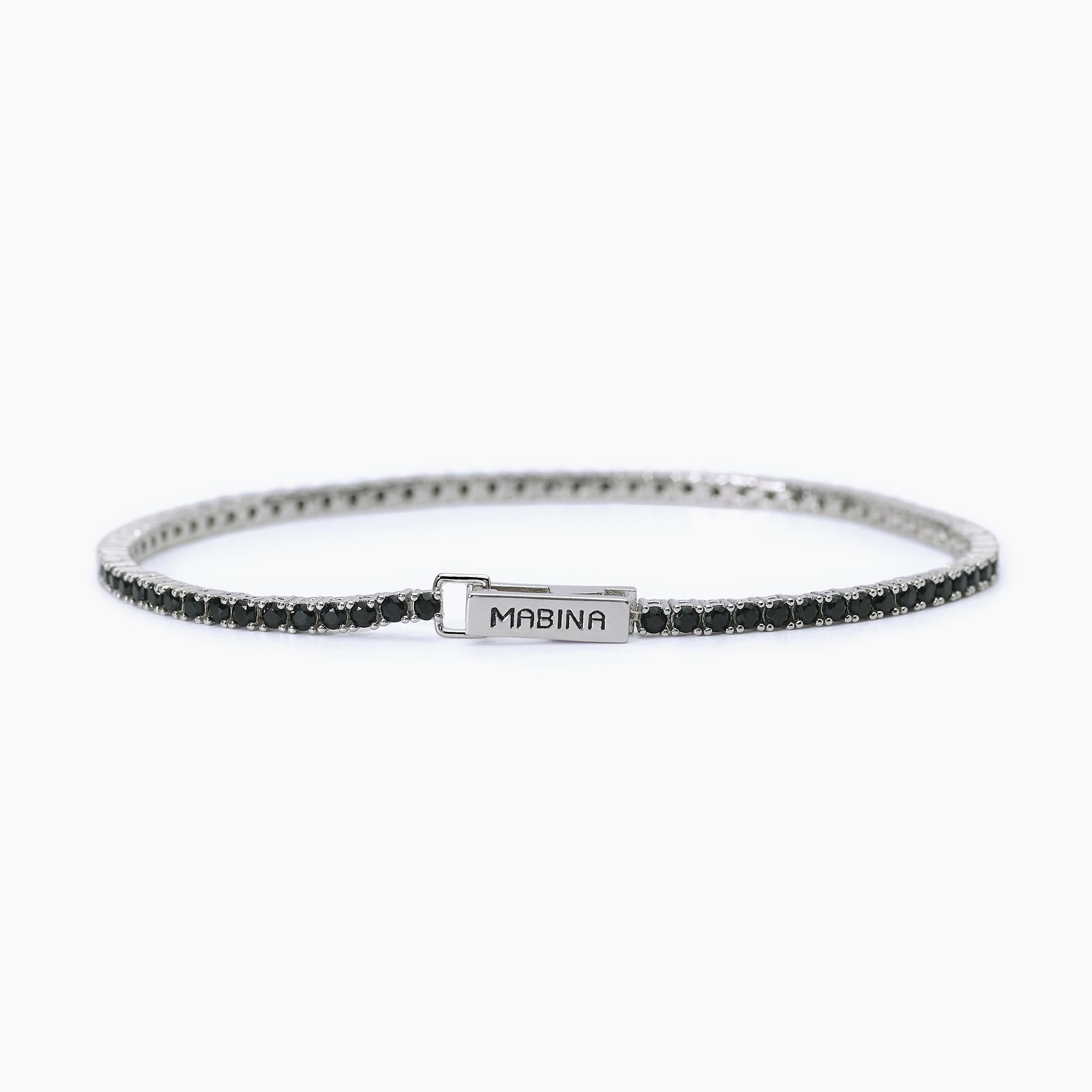 Bracciale Mabina tennis in argento con zirconi neri misura S