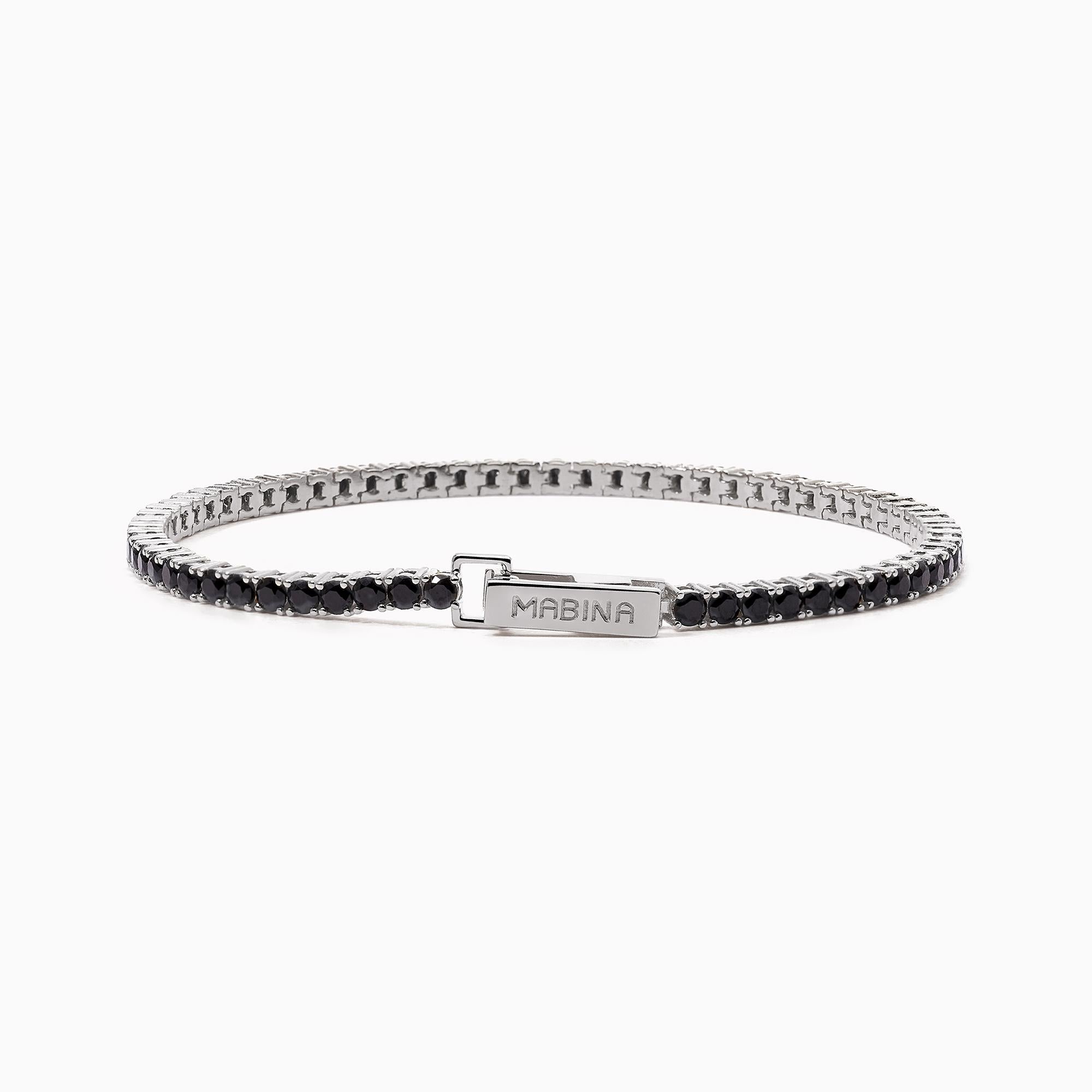 Bracciale Mabina tennis in argento con zirconi neri taglia S