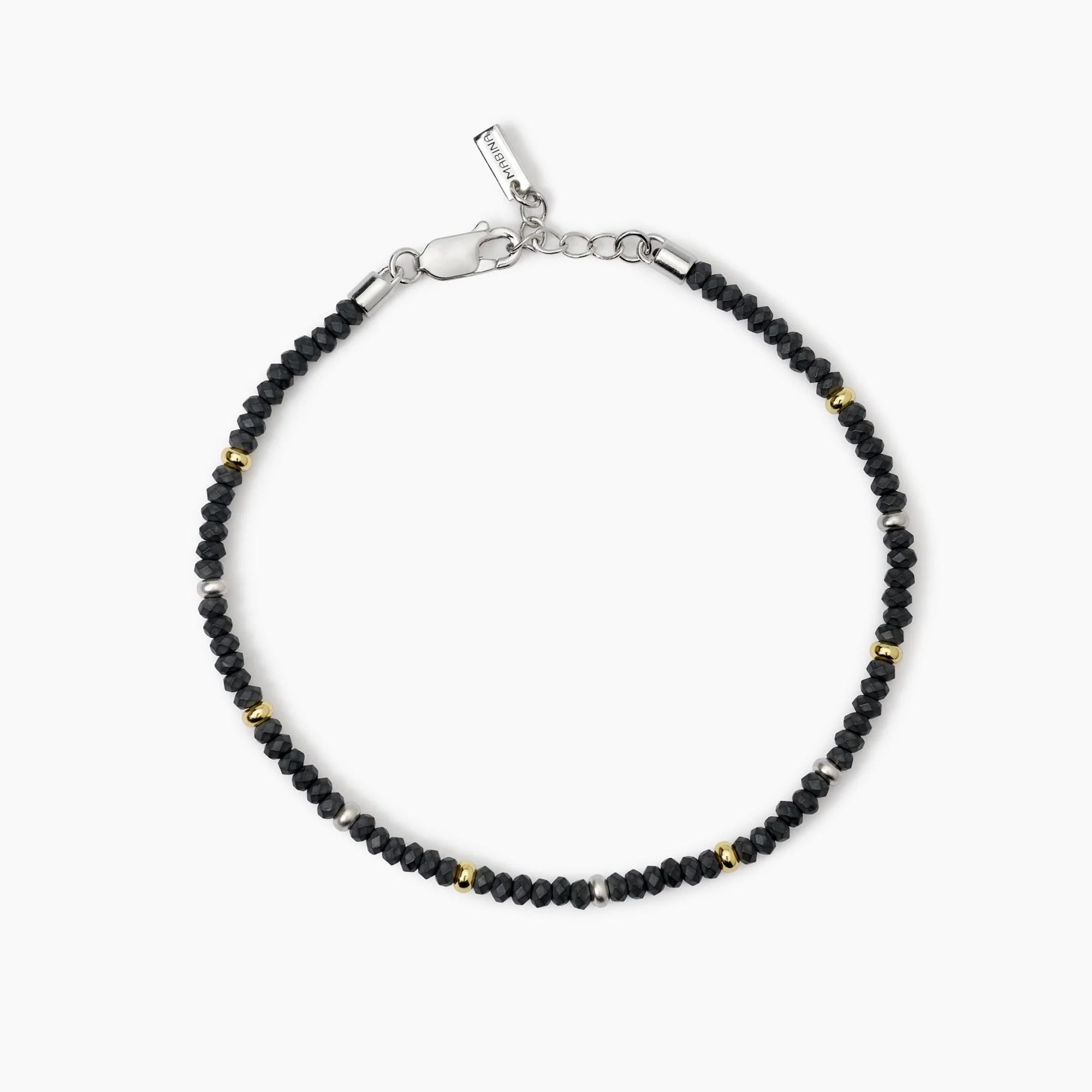 Bracciale Mabina in argento con ematite e inserti dorati
