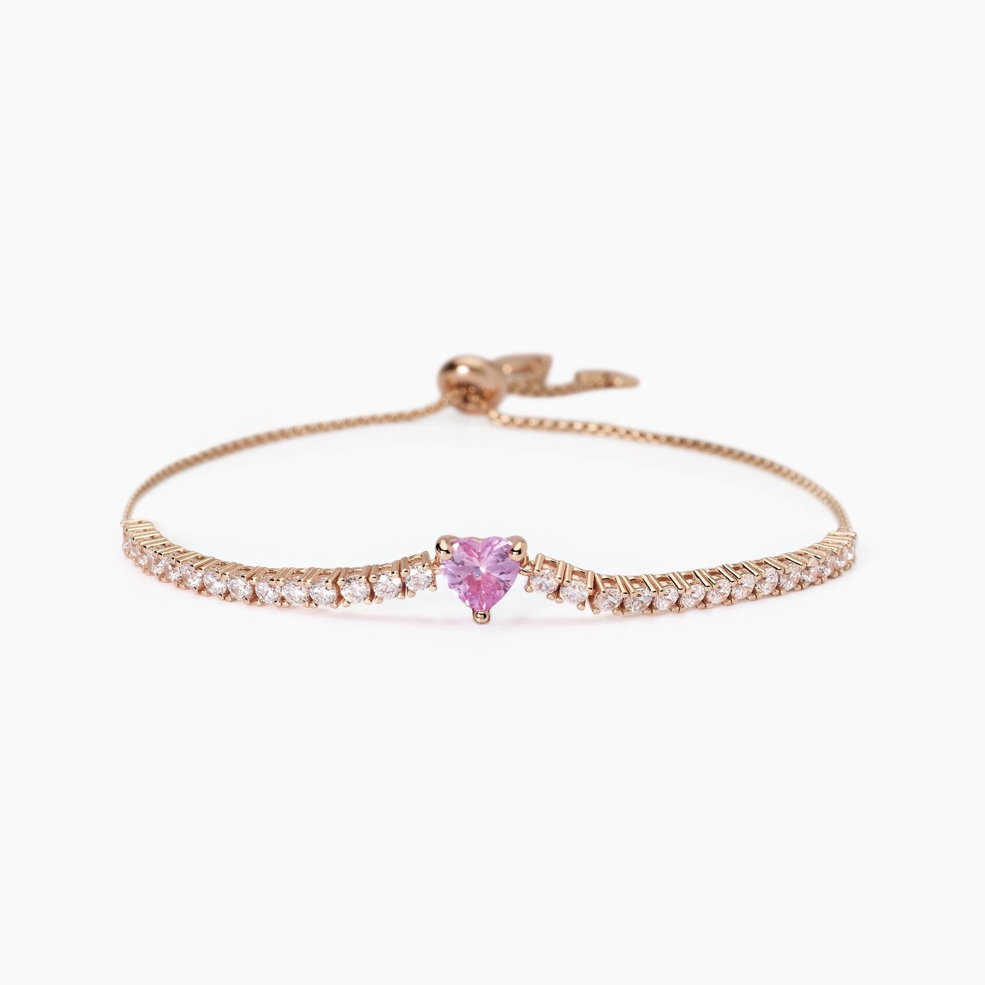 Bracciale Mabina in argento placcato oro rosa con tormalina sintetica