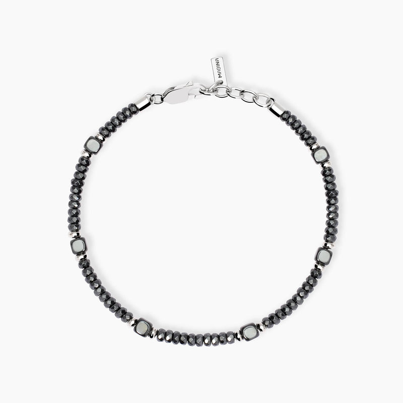 Bracciale Mabina in ematite con rondelle e argento