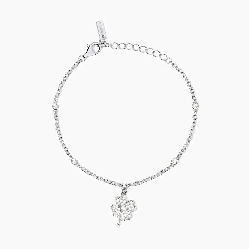 Bracciale Mabina in argento con catena e quadrifoglio