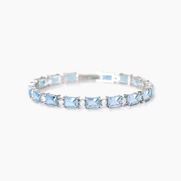 Bracciale Mabina in argento con acquemarine sintetiche misura 18