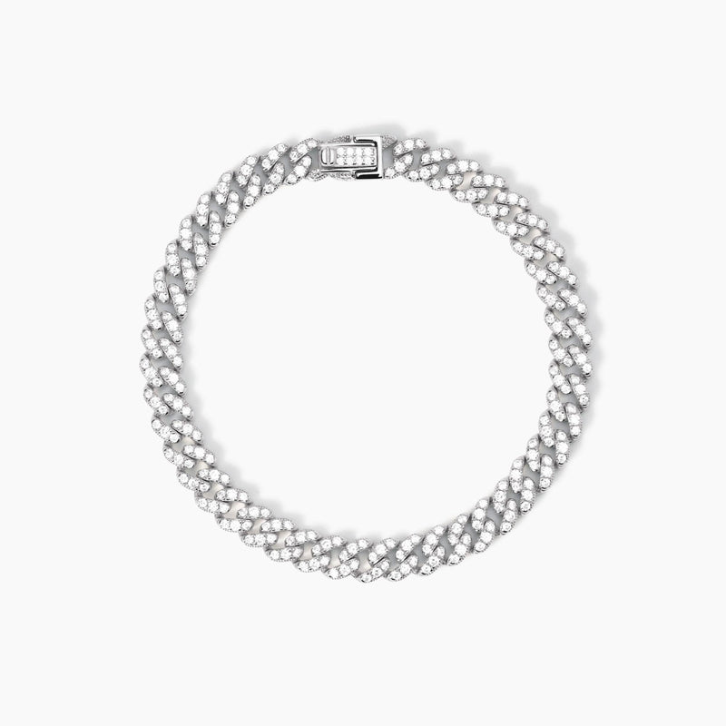 Bracciale Mabina in argento con catena groumette diamantata con zirconi misura 17