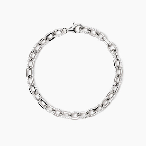 Bracciale Mabina in argento con catena rolò e zirconi