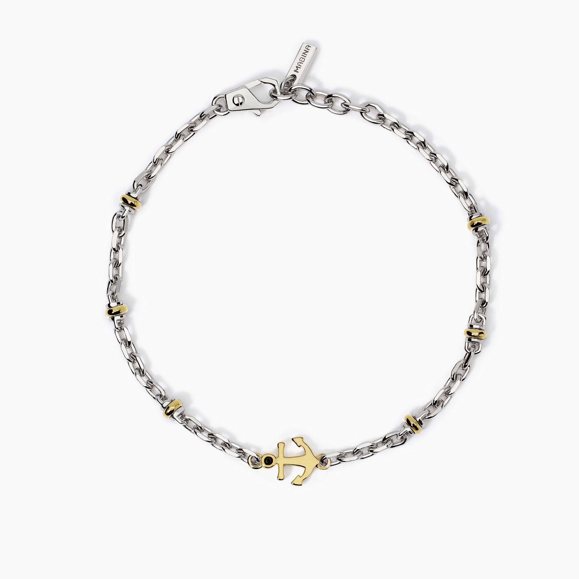 Bracciale Mabina in argento bicolore regolabile con ancora