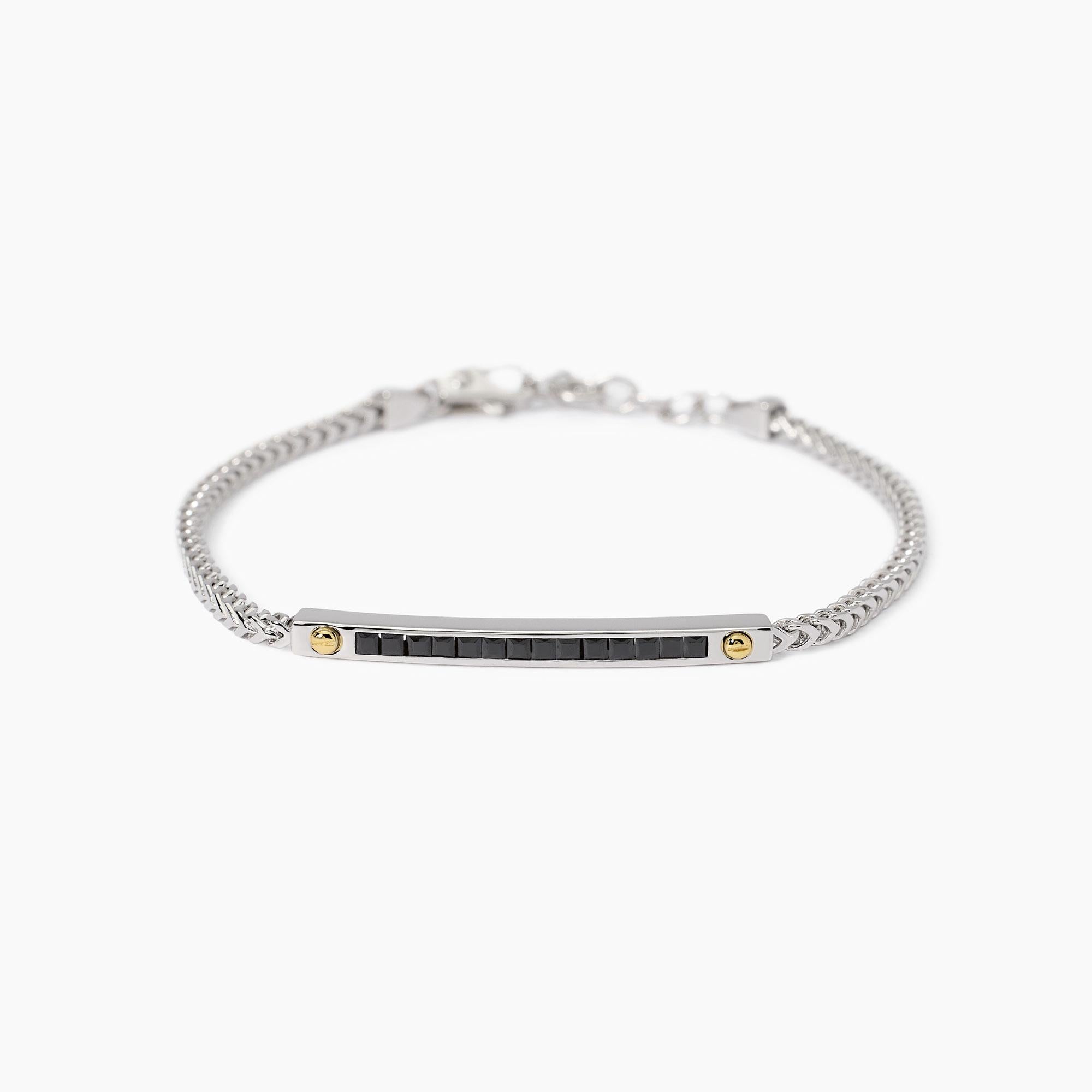 Bracciale Mabina in argento bicolore con piastra in zirconi