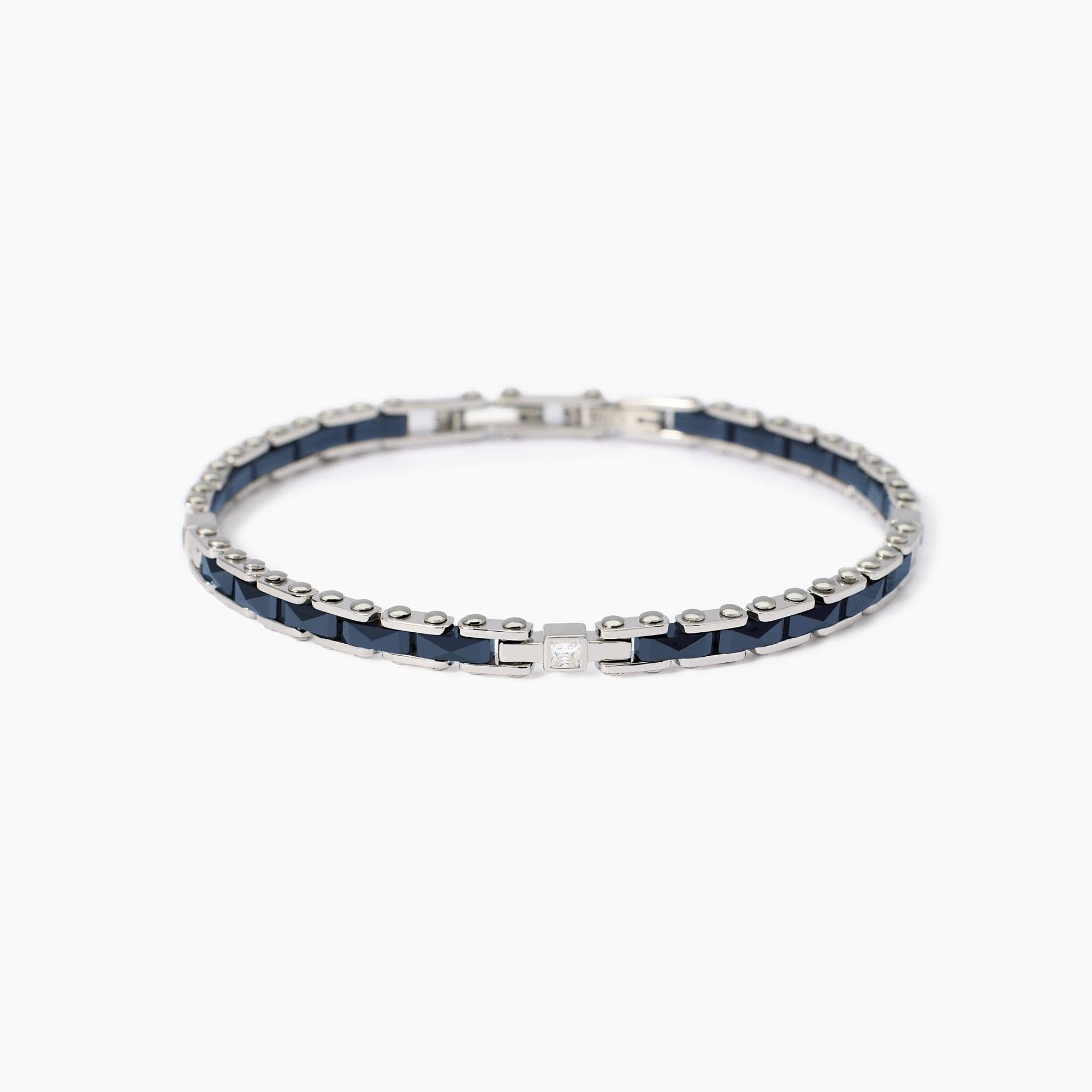 Bracciale Mabina in argento con inserti in ceramica blu