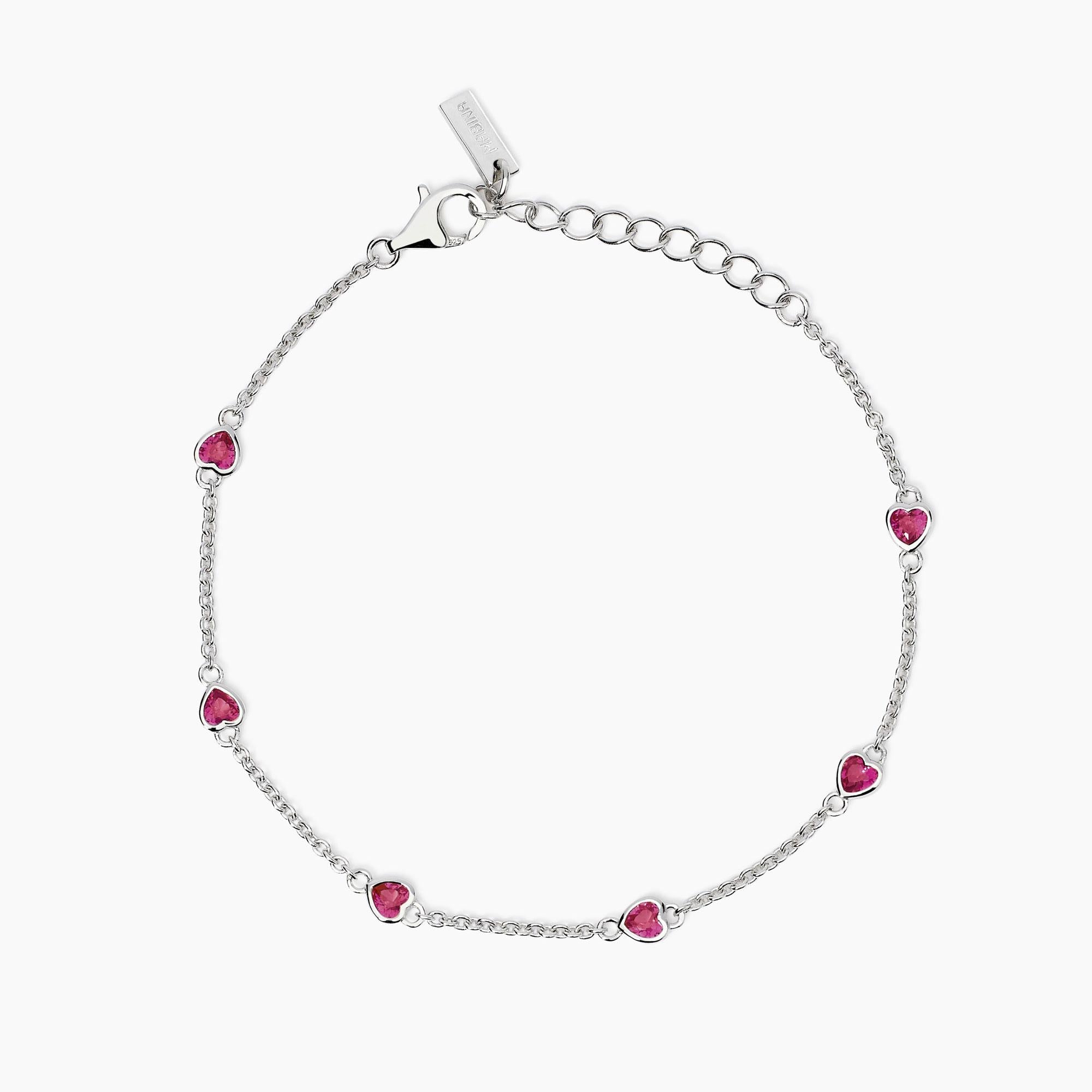 Bracciale Mabina in argento con rubini sintetici taglio cuore