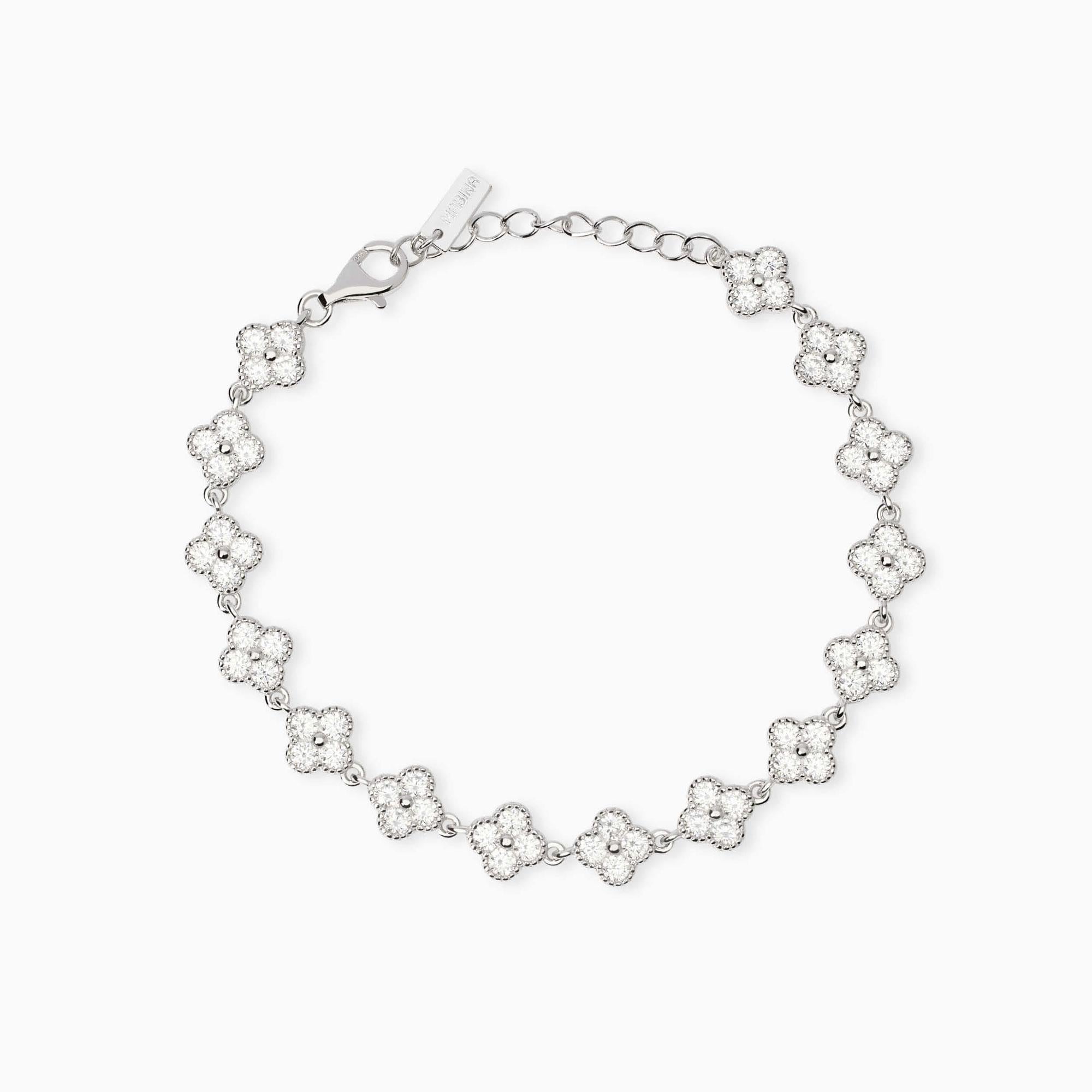 Bracciale Mabina in argento con fiori di zirconi