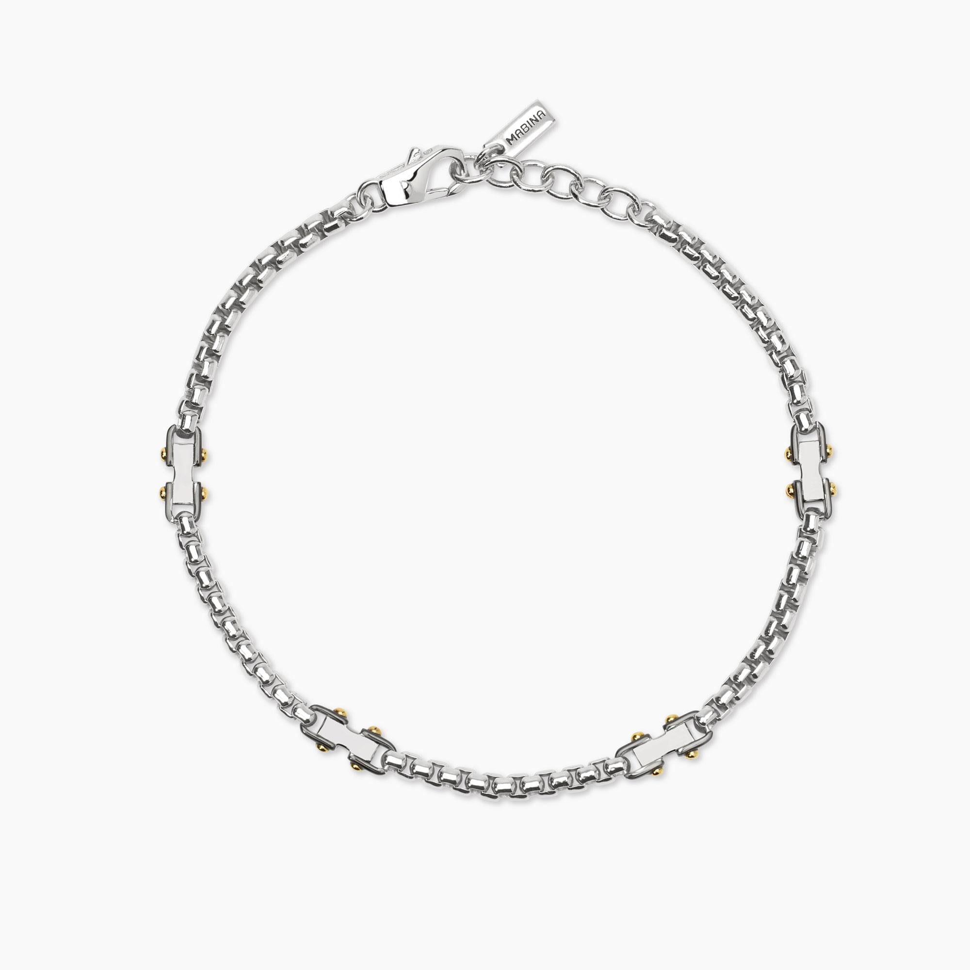 Bracciale Mabina in argento con catena veneta e elementi con viti