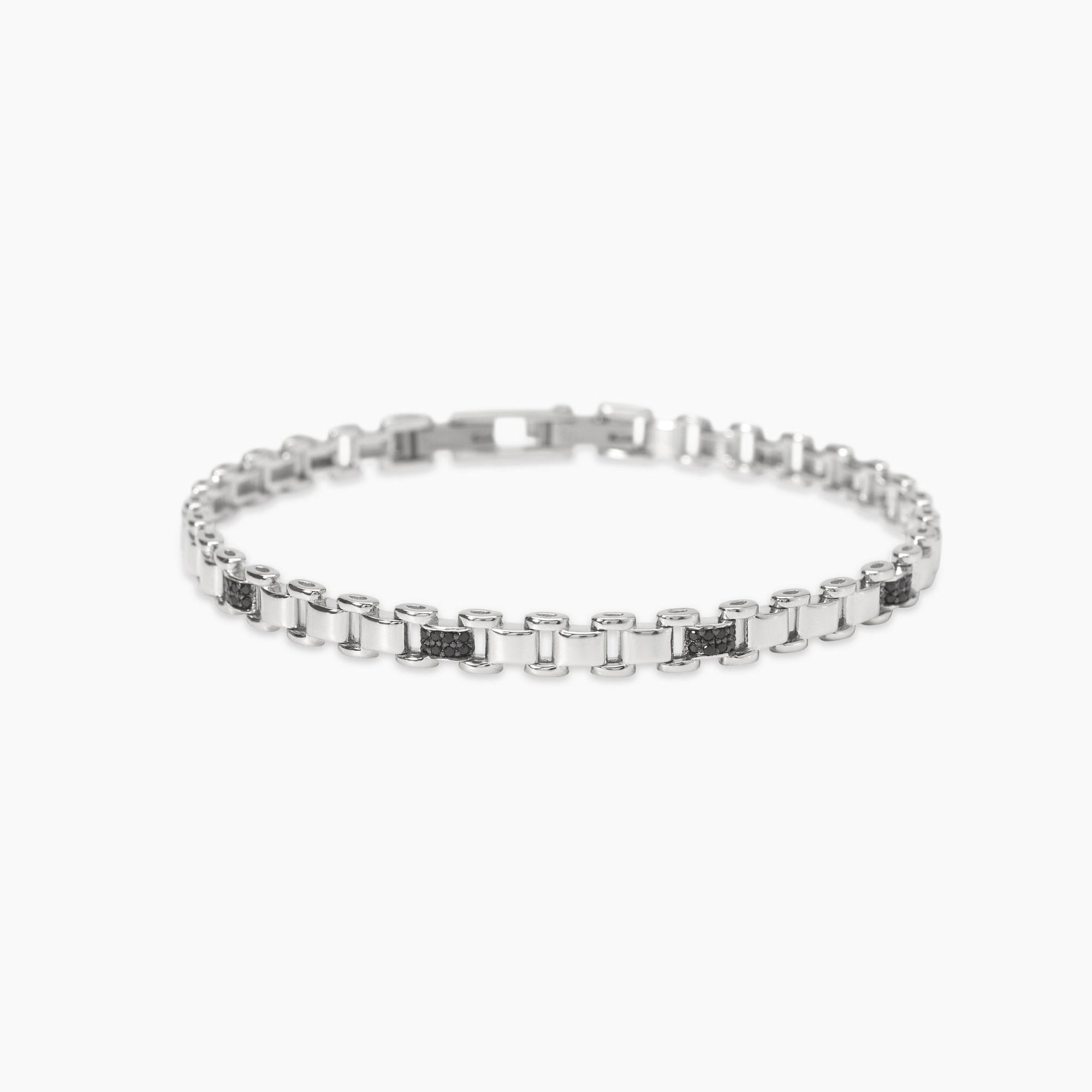 Bracciale Mabina in argento con elementi e zirconi neri
