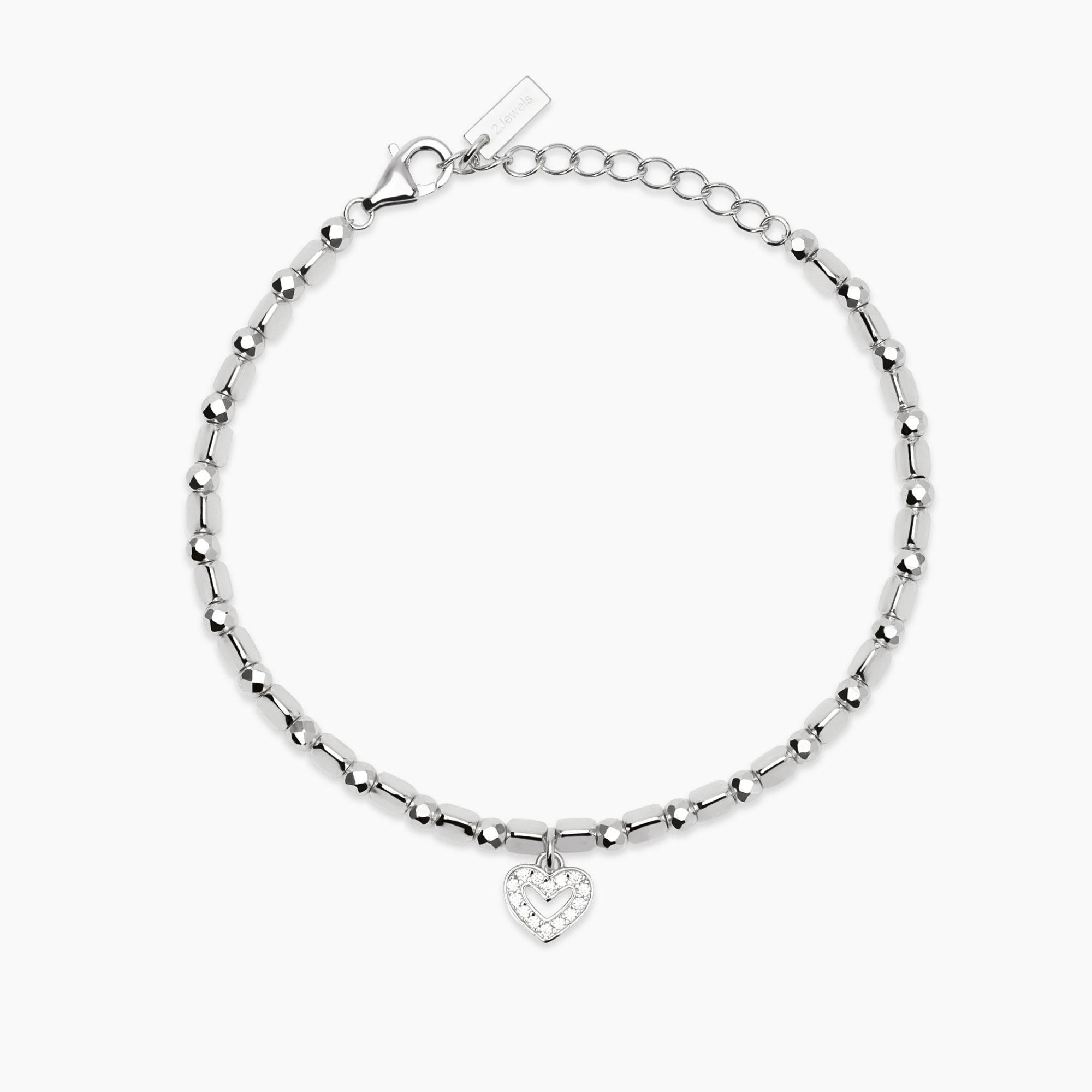Bracciale Mabina in argento con sfere e ciondolo a cuore