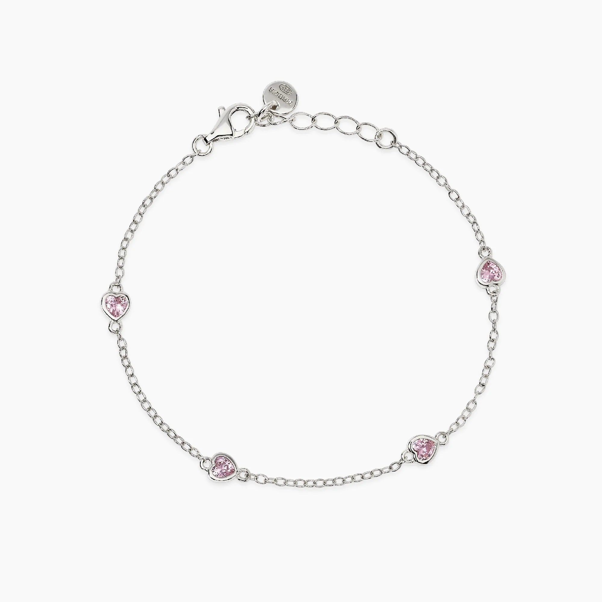 Bracciale Mabina in argento con cuori di zirconi rosa