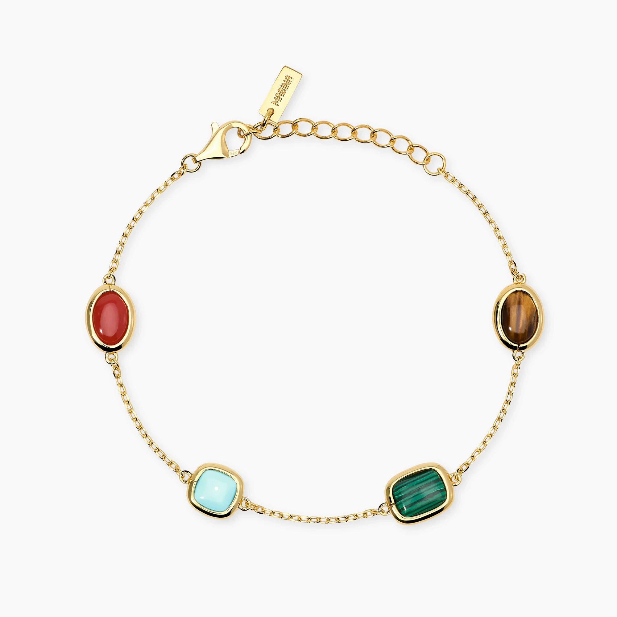 Bracciale Mabina in argento dorato con pietre multicolor