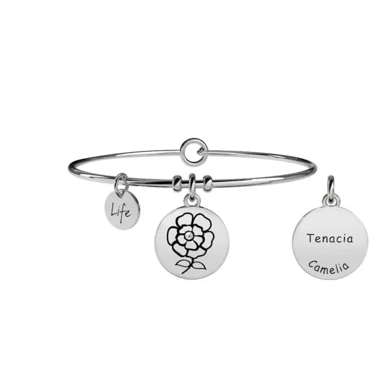 Bracciale Kidult Nature con fiore camelia